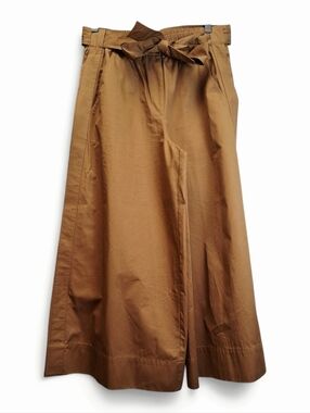 ME+EM Flax Color Cotton Cropped Wide Leg Culotte Pants, Elastic Waist Size 6